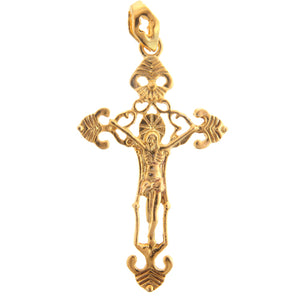 Sterling Silver Gold Plated / Vermeil, 31.3mm Width by 2.9mm Length by 52.8mm Height, Crucifix Pendant. Quantity Per Pack: 1 Piece.