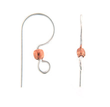 Load image into Gallery viewer, Sterling Silver, 20.0 Gauge, 11.8mm Width by 24.6mm Height, Ear Wire With 4.1mm Width / Length Open Loop &amp; 2.6mm Width / Length Copper Bead. Quantity Per Pack: 20 Pieces.
