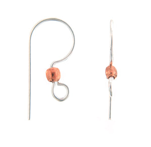 Sterling Silver, 20.0 Gauge, 11.8mm Width by 24.6mm Height, Ear Wire With 4.1mm Width / Length Open Loop & 2.6mm Width / Length Copper Bead. Quantity Per Pack: 20 Pieces.