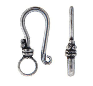 Sterling Silver, 21.2mm Width by 3.7mm Length by 9.1mm Height, Plain Hook with 6.1mm Width / Length fixed ring. Quantity Per Pack: 2 Pieces.