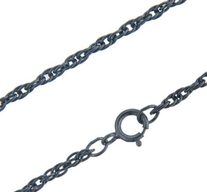 Sterling Silver, Black Diamond, 2.0mm Width / Length, 18 Inch Round Regular Rope Chain with 6.0mm Width / Length by 1.4mm Thick, Smooth Spring Ring Clasp. Quantity Per Pack: 1 Piece.