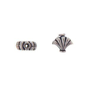 Sterling Silver Oxidized, 10.3mm Width by 5.0mm Length by 9.2mm Height, Shell Fancy Bead. Quantity per pack: 13 Pieces.