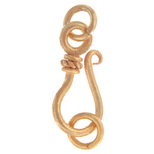 Load image into Gallery viewer, Sterling Silver Gold Plated / Vermeil, 17.0mm Width by 3.3mm Length by 7.9mm Height, Fancy J Hook Clasp With 18.0 Gauge by 5.7mm Width / Length, Plain Jump Rings. Quantity Per Pack: 2 Pairs.
