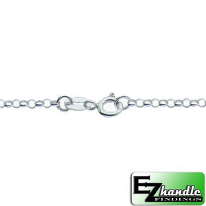 Sterling Silver, 1.2mm Width / Length, 18 Inch Flat Regular Rollo Chain with 5.0mm Width / Length by 1.0mm Thick, Smooth Spring Ring Clasp. Quantity Per Pack: 1 Piece.