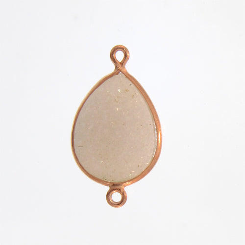 Stone Connectors & Drops. Sterling Silver Gold Plated / Vermeil 13.8mm Width by 24.1mm Length, Druzy - Natural Stone, Tear Drop Connector with 3.0mm Closed Ring on each side. Quantity Per Pack: 1 Piece.