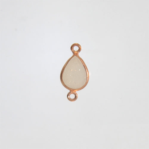 Stone Connectors & Drops. Sterling Silver Gold Plated / Vermeil 8.5mm Width by 17.9mm Length, Druzy - Natural Stone, Tear Drop Connector with 3.2mm Closed Ring on each side. Quantity Per Pack: 1 Piece.