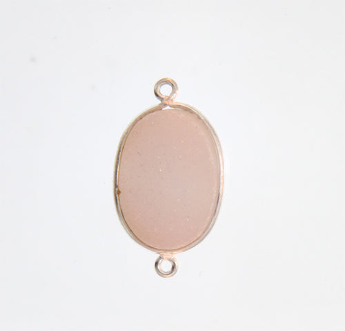Stone Connectors & Drops. Sterling Silver 14.3mm Width by 25.6mm Length, Druzy - Natural Stone, Oval Connector with 3.2mm Closed Ring on each side. Quantity Per Pack: 1 Piece.