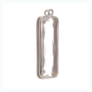 Stone Connectors & Drops. Sterling Silver 10.2mm Width by 33.8mm Length, Crystal Stone, Rectangle Drop with one 3.1mm Closed Ring. Quantity Per Pack: 1 Piece.