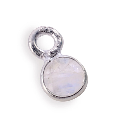 Stone Connectors & Drops. Sterling Silver 3.0mm Width / Length, Rose Quartz Stone, Round Drop with one 2.2mm Closed Ring. Quantity Per Pack: 1 Piece.