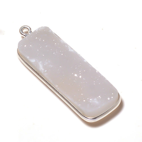 Stone Connectors & Drops. Sterling Silver 10.2mm Width by 33.8mm Length, Druzy - Natural Stone, Rectangle Drop with one 3.1mm Closed Ring. Quantity Per Pack: 1 Piece.