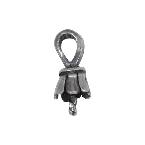 Bails. Sterling Silver Oxidized 4.7mm Screw Eye Bail with 3.6mm Width by 4.6mm Height, Sliding Bail at the top. Quantity per pack - 4 Pieces.