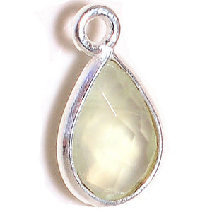 Stone Connectors & Drops. Sterling Silver 9.3mm Width by 15.9mm Length, Lemon Quartz Stone, Tear Drop, Drop with one 3.3mm Closed Ring. Quantity Per Pack: 1 Piece.