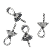 Load image into Gallery viewer, Sterling Silver Oxidized 6.1mm Screw Eye Bail with 3.8mm Width by 5.1mm Height, Sliding Bail at the top. Quantity per pack - 4 Pieces.
