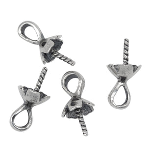 Sterling Silver Oxidized 6.1mm Screw Eye Bail with 3.8mm Width by 5.1mm Height, Sliding Bail at the top. Quantity per pack - 4 Pieces.