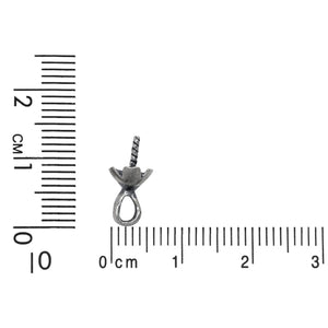 Sterling Silver Oxidized 6.1mm Screw Eye Bail with 3.8mm Width by 5.1mm Height, Sliding Bail at the top. Quantity per pack - 4 Pieces.