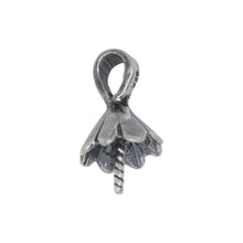 Load image into Gallery viewer, Bails. Sterling Silver Oxidized 8.5mm Screw Eye Bail with 4.1mm Width by 4.9mm Height, Sliding Bail at the top. Quantity per pack - 4 Pieces.
