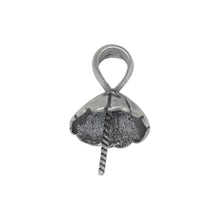 Load image into Gallery viewer, Bails. Sterling Silver Oxidized 10.9mm Screw Eye Bail with 5.6mm Width by 6.6mm Height, Sliding Bail at the top. Quantity per pack - 2 Pieces.
