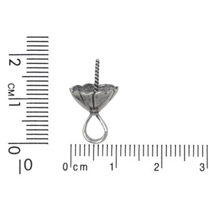 Sterling Silver Oxidized 10.9mm Screw Eye Bail with 5.6mm Width by 6.6mm Height, Sliding Bail at the top. Quantity per pack - 2 Pieces.