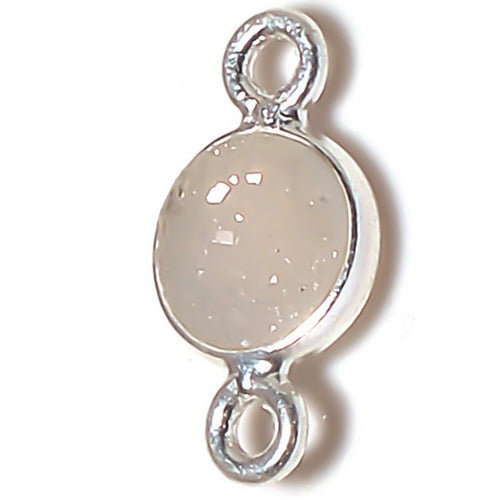 Stone Connectors & Drops. Sterling Silver 3.0mm Width / Length, Druzy - Natural Stone, Round Connector with 2.2mm Closed Ring on each side. Quantity Per Pack: 1 Piece.