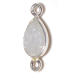 Stone Connectors & Drops. Sterling Silver 6.9mm Width by 16.4mm Length, Druzy - Natural Stone, Tear Drop Connector with 3.1mm Closed Ring on each side. Quantity Per Pack: 1 Piece.