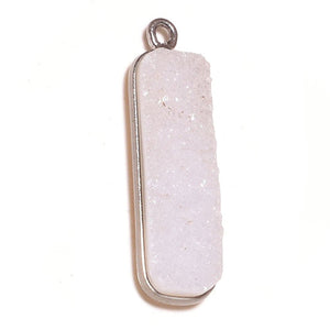 Stone Connectors & Drops. Sterling Silver Oxidized 8.1mm Width by 27.0mm Length, Druzy - Natural Stone, Rectangle Drop with one 3.1mm Closed Ring. Quantity Per Pack: 1 Piece.