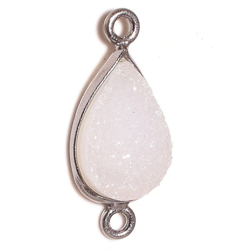 Stone Connectors & Drops. Sterling Silver Oxidized 10.9mm Width by 21.0mm Length, Druzy - Natural Stone, Tear Drop Connector with 3.1mm Closed Ring on each side. Quantity Per Pack: 1 Piece.