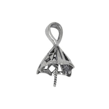 Load image into Gallery viewer, Bails. Sterling Silver Oxidized 10.9mm Filigree Screw Eye Bail with 5.4mm Width by 7.3mm Height, Sliding Bail at the top. Quantity per pack - 2 Pieces.
