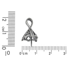 Load image into Gallery viewer, Sterling Silver Oxidized 10.9mm Filigree Screw Eye Bail with 5.4mm Width by 7.3mm Height, Sliding Bail at the top. Quantity per pack - 2 Pieces.
