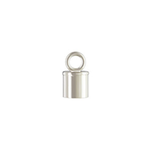 Sterling Silver, 6.0mm Width / Length by 9.0mm Height, Leather End Cap With 4.0mm Close Ring. Quantity Per Pack: 6 Pieces.