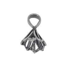 Load image into Gallery viewer, Bails. Sterling Silver Oxidized 10.8mm Width by 12.3mm Length, Filigree Screw Eye Bail with 5.8mm Width by 6.9mm Height, Sliding Bail at the top. Quantity per pack - 2 Pieces.
