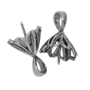 Sterling Silver Oxidized 10.8mm Width by 12.3mm Length, Filigree Screw Eye Bail with 5.8mm Width by 6.9mm Height, Sliding Bail at the top. Quantity per pack - 2 Pieces.