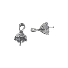 Load image into Gallery viewer, Sterling Silver Oxidized 10.5mm Screw Eye Bail with 5.1mm Width by 6.4mm Height, Sliding Bail at the top. Quantity per pack - 2 Pieces.
