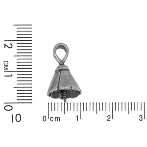 Sterling Silver Oxidized 10.3mm Screw Eye Bail with 5.1mm Width by 6.4mm Height, Sliding Bail at the top. Quantity per pack - 2 Pieces.