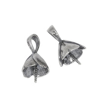 Load image into Gallery viewer, Sterling Silver Oxidized 10.2mm Width by 11.4mm Length, Screw Eye Bail with 5.1mm Width by 6.4mm Height, Sliding Bail at the top. Quantity per pack - 2 Pieces.
