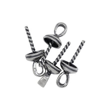 Load image into Gallery viewer, Sterling Silver Oxidized 5.8mm Screw Eye Bail with 3.6mm Width by 4.1mm Height, Sliding Bail at the top. Quantity per pack - 4 Pieces.
