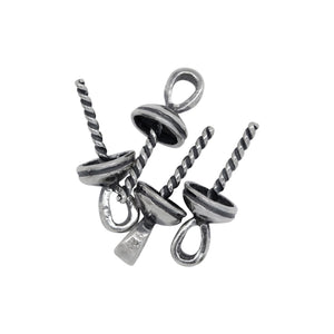 Sterling Silver Oxidized 5.8mm Screw Eye Bail with 3.6mm Width by 4.1mm Height, Sliding Bail at the top. Quantity per pack - 4 Pieces.