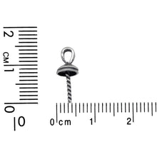 Load image into Gallery viewer, Sterling Silver Oxidized 5.8mm Screw Eye Bail with 3.6mm Width by 4.1mm Height, Sliding Bail at the top. Quantity per pack - 4 Pieces.
