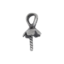 Load image into Gallery viewer, Bails. Sterling Silver Oxidized 6.0mm Screw Eye Bail with 4.0mm Width by 4.7mm Height, Sliding Bail at the top. Quantity per pack - 4 Pieces.
