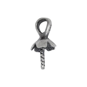 Bails. Sterling Silver Oxidized 6.0mm Screw Eye Bail with 4.0mm Width by 4.7mm Height, Sliding Bail at the top. Quantity per pack - 4 Pieces.