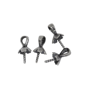 Sterling Silver Oxidized 6.0mm Screw Eye Bail with 4.0mm Width by 4.7mm Height, Sliding Bail at the top. Quantity per pack - 4 Pieces.