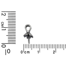 Load image into Gallery viewer, Sterling Silver Oxidized 6.0mm Screw Eye Bail with 4.0mm Width by 4.7mm Height, Sliding Bail at the top. Quantity per pack - 4 Pieces.
