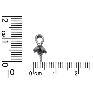 Sterling Silver Oxidized 6.0mm Screw Eye Bail with 4.0mm Width by 4.7mm Height, Sliding Bail at the top. Quantity per pack - 4 Pieces.