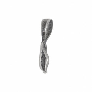 Bails. Sterling Silver Oxidized 3.2mm Width by 10.6mm Height, Leaf Pinch Bail with 5.2mm Width by 6.9mm Height, Sliding Bail at the top. Quantity per pack - 8 Pieces.