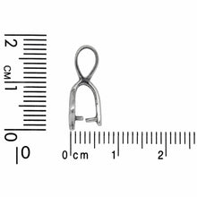 Load image into Gallery viewer, Sterling Silver Oxidized 3.2mm Width by 10.6mm Height, Leaf Pinch Bail with 5.2mm Width by 6.9mm Height, Sliding Bail at the top. Quantity per pack - 8 Pieces.
