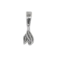 Load image into Gallery viewer, Bails. Sterling Silver Oxidized 5.4mm Width by 10.6mm Height, Double Leaf Pinch Bail with 5.2mm Width by 6.9mm Height, Sliding Bail at the top. Quantity per pack - 6 Pieces.
