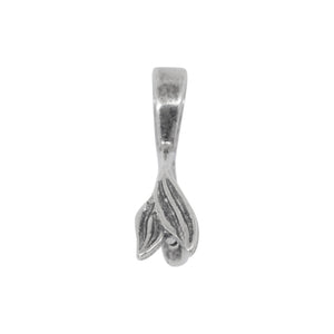 Bails. Sterling Silver Oxidized 5.4mm Width by 10.6mm Height, Double Leaf Pinch Bail with 5.2mm Width by 6.9mm Height, Sliding Bail at the top. Quantity per pack - 6 Pieces.