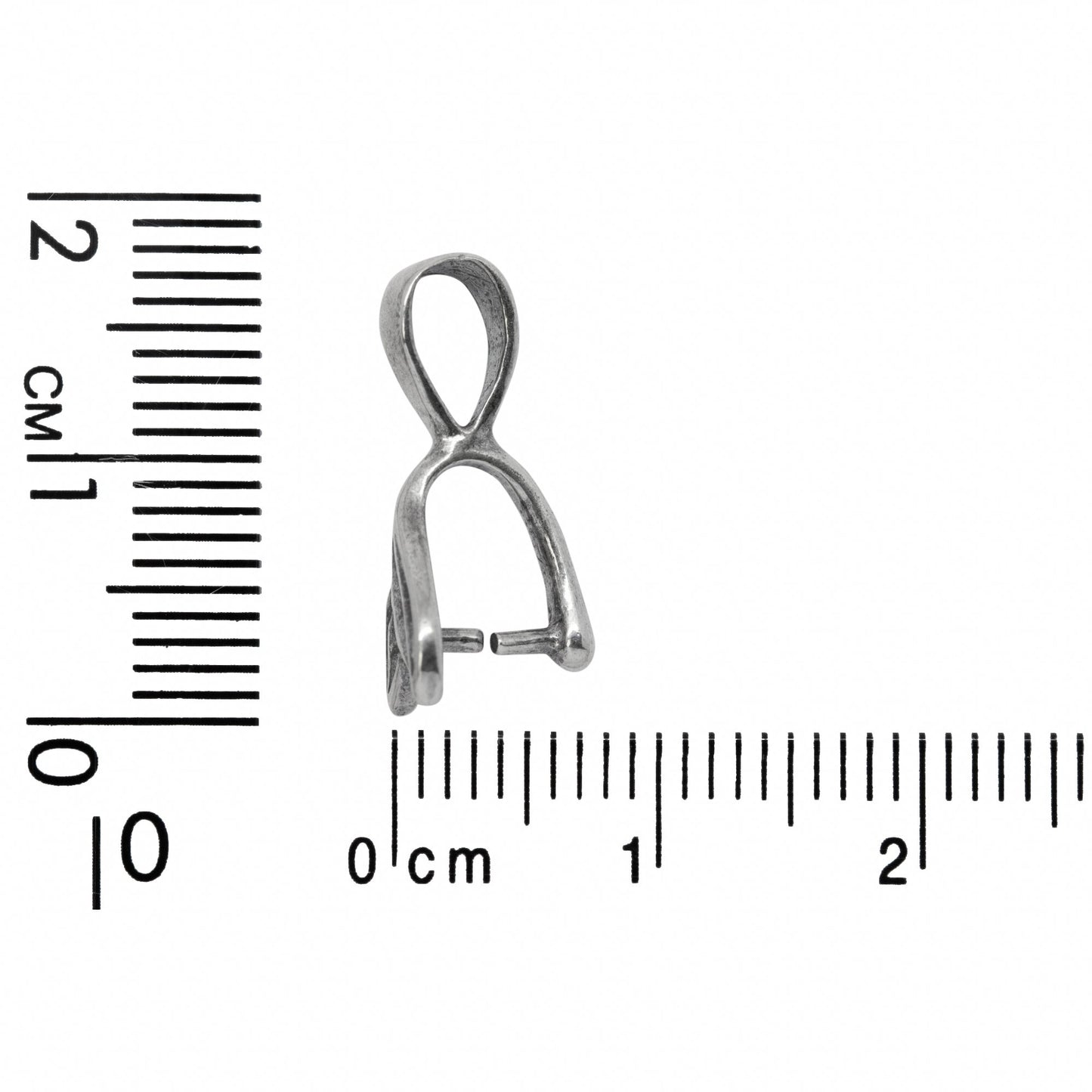 Sterling Silver Oxidized 5.4mm Width by 10.6mm Height, Double Leaf Pinch Bail with 5.2mm Width by 6.9mm Height, Sliding Bail at the top. Quantity per pack - 6 Pieces.