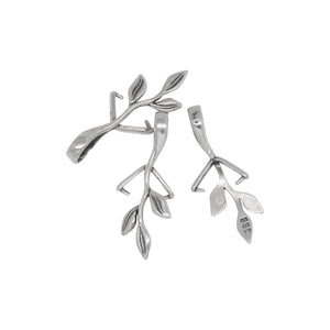 Sterling Silver Oxidized 11.4mm Width by 21.3mm Height, Three Leaf Pinch Bail with 7.1mm Width by 11.6mm Height, Sliding Bail at the top. Quantity per pack - 4 Pieces.