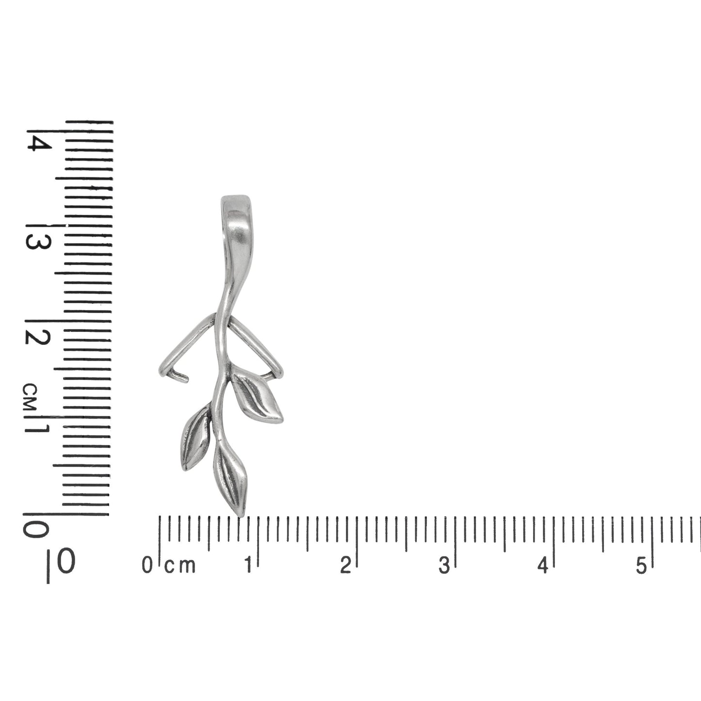 Sterling Silver Oxidized 11.4mm Width by 21.3mm Height, Three Leaf Pinch Bail with 7.1mm Width by 11.6mm Height, Sliding Bail at the top. Quantity per pack - 4 Pieces.