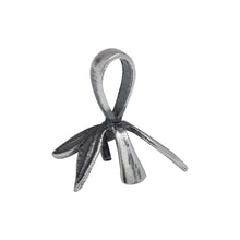 Load image into Gallery viewer, Bails. Sterling Silver Oxidized 8.5mm Width by 9.5mm Height Two Leaves, Side to Side Pinch Bail with 5.3mm Width by 8.5mm Height, Sliding Bail at the top. Quantity per pack - 2 Pieces.
